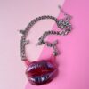 Purple lips necklace