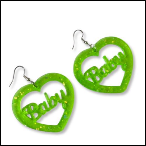 Neon Green 'Baby' Earrings
