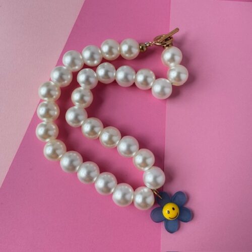 blue smiley face necklace