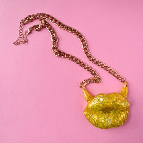 Glitter Devil Lips Pendant