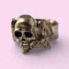 Skull with butterflies ring
